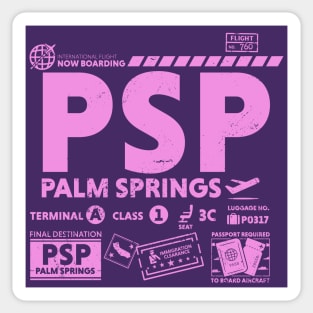 Vintage Palm Springs PSP Airport Code Travel Day Retro Travel Tag California Sticker